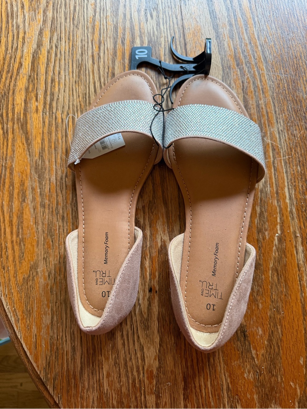 Time and Tru Pink and Metallic Slip-On Flats